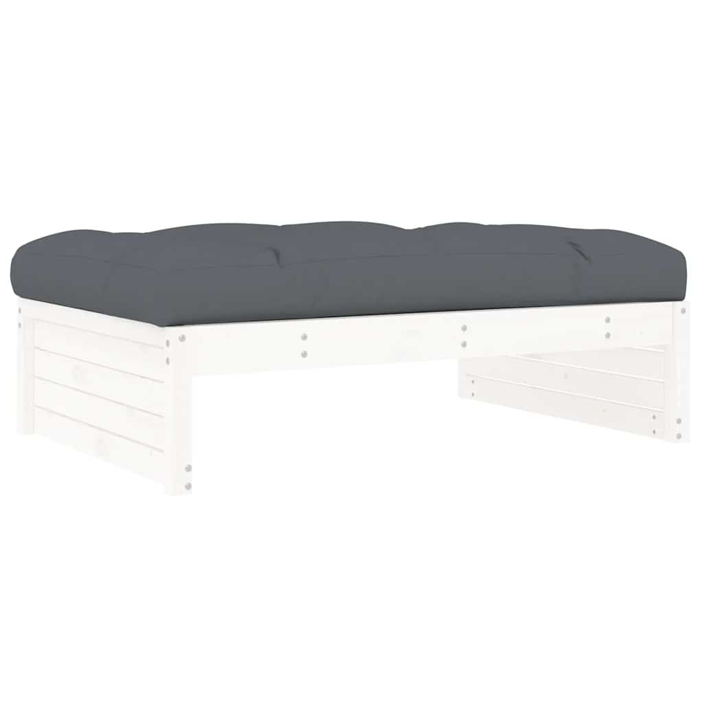 udendørs fodskammel 120x80 cm massivt fyrretræ hvid