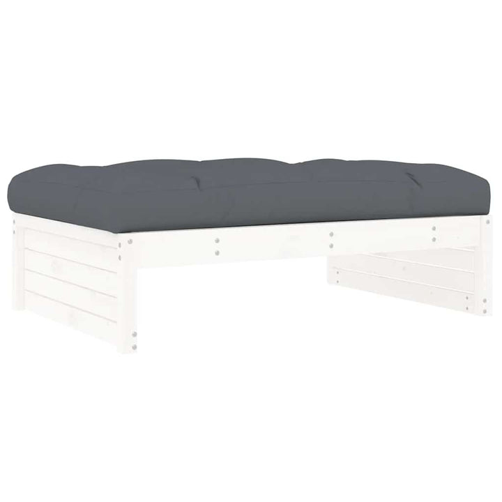 udendørs fodskammel 120x80 cm massivt fyrretræ hvid