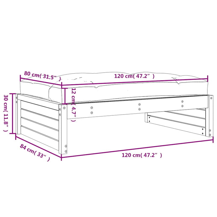 udendørs fodskammel 120x80 cm massivt fyrretræ hvid