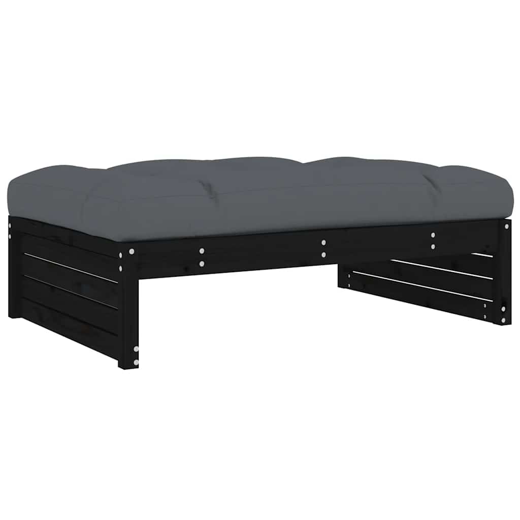udendørs fodskammel 120x80 cm massivt fyrretræ sort