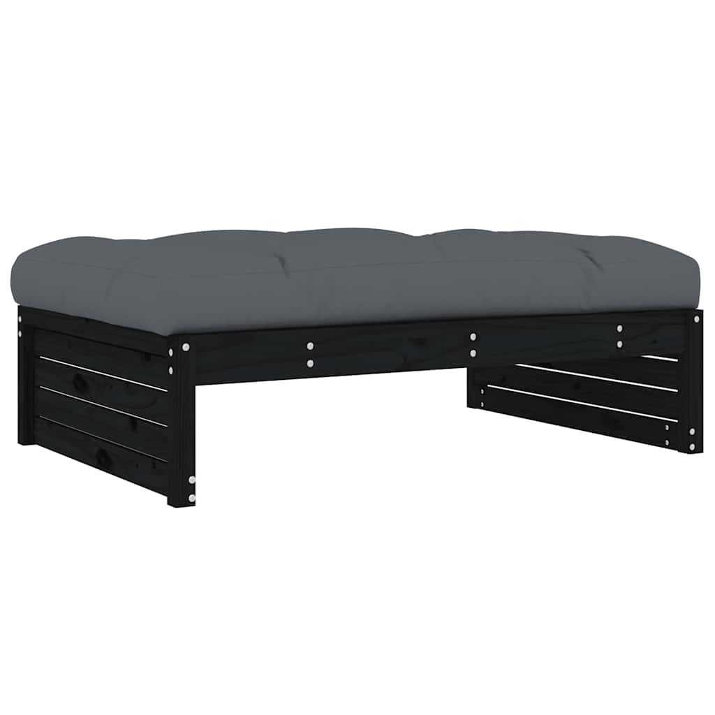 udendørs fodskammel 120x80 cm massivt fyrretræ sort