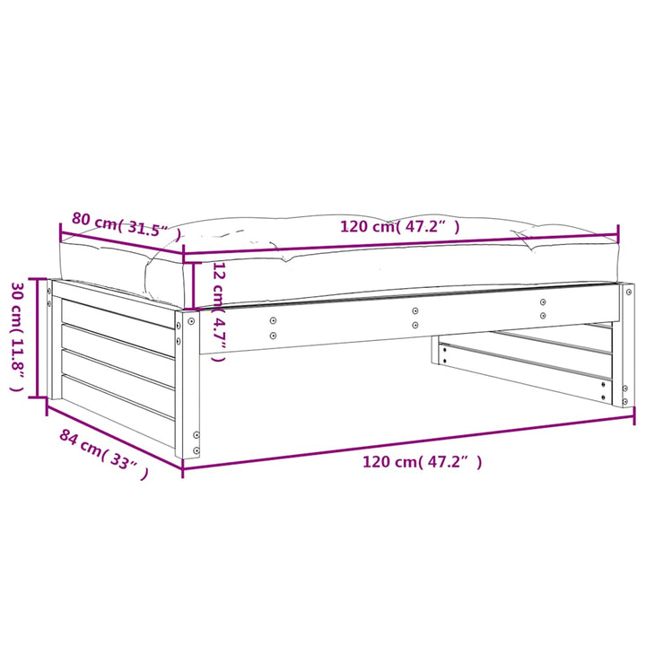 udendørs fodskammel 120x80 cm massivt fyrretræ sort