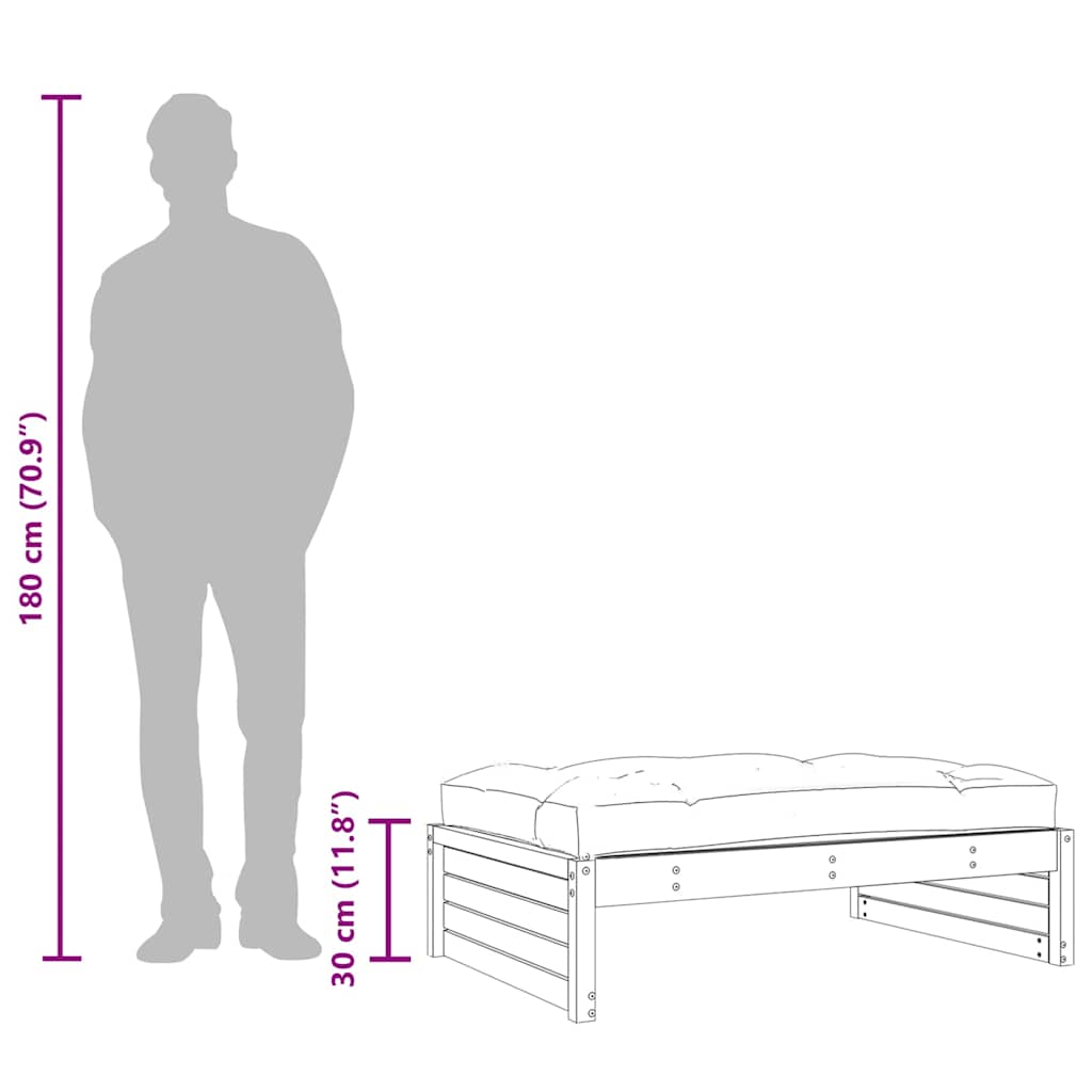 udendørs fodskammel 120x80 cm massivt fyrretræ sort