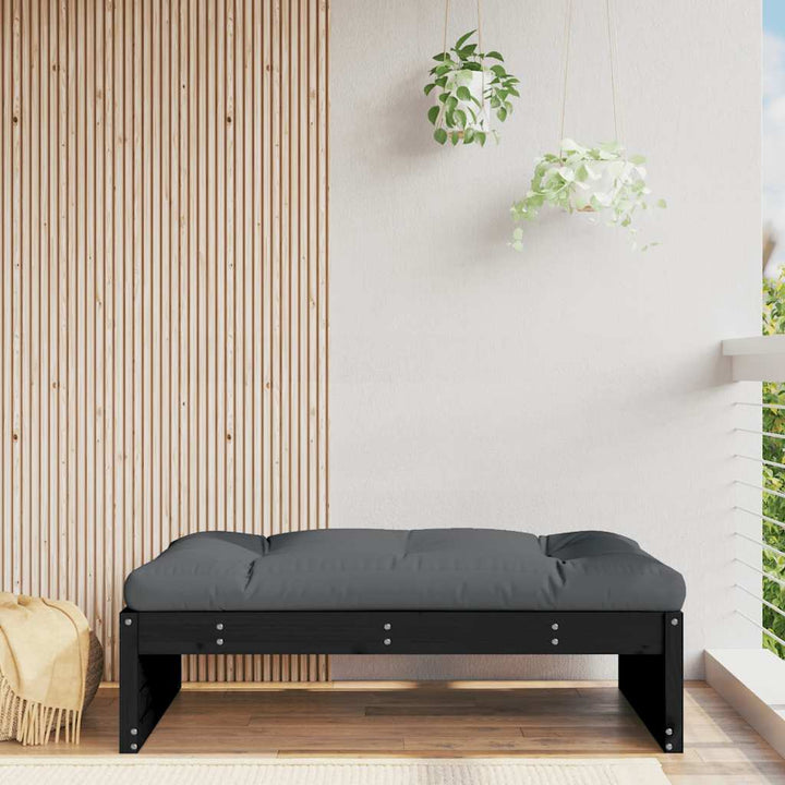 udendørs fodskammel 120x80 cm massivt fyrretræ sort
