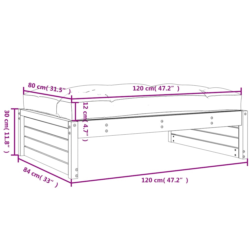 udendørs fodskammel 120x80 cm imprægneret fyrretræ
