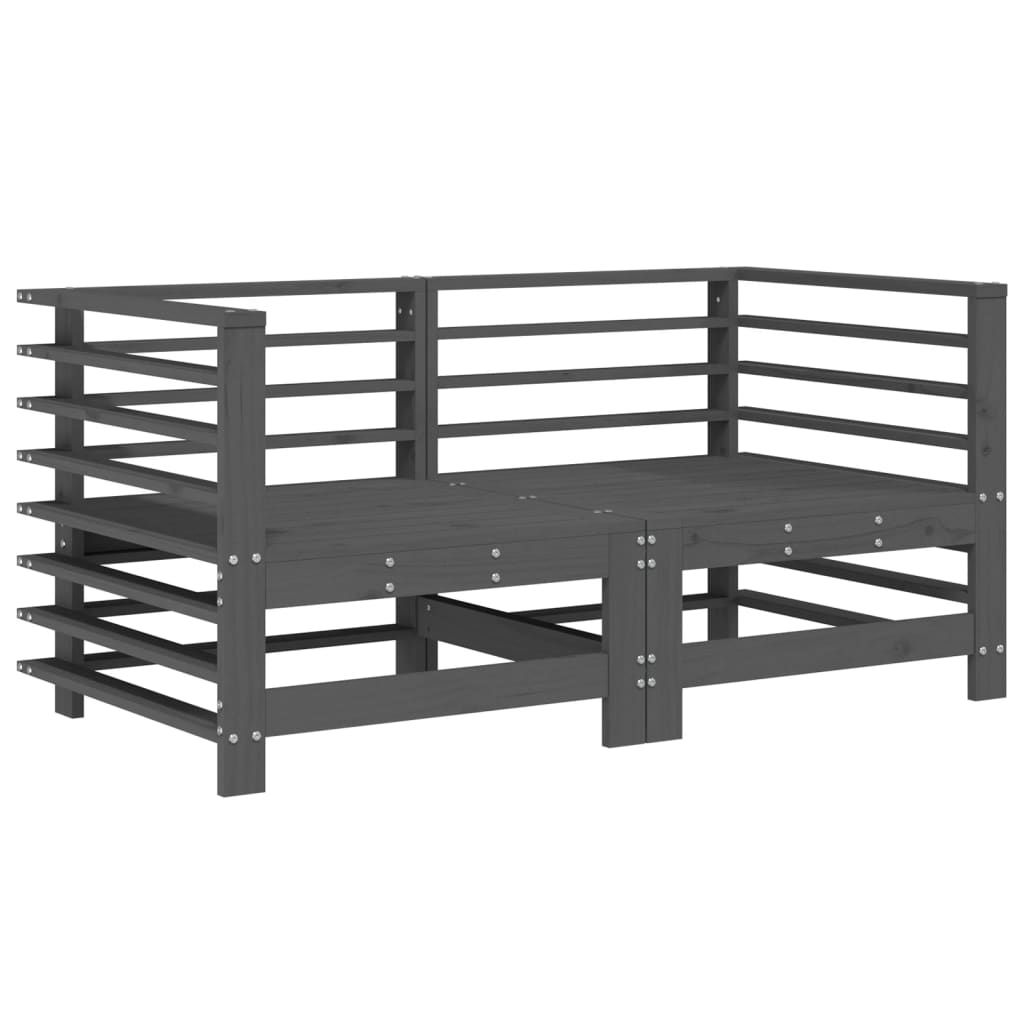 hjørnemoduler til havesofa 2 stk. massivt fyrretræ grå