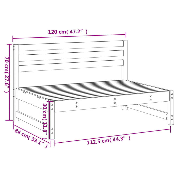 midtermodul til havesofa 120x80 cm imprægneret fyrretræ