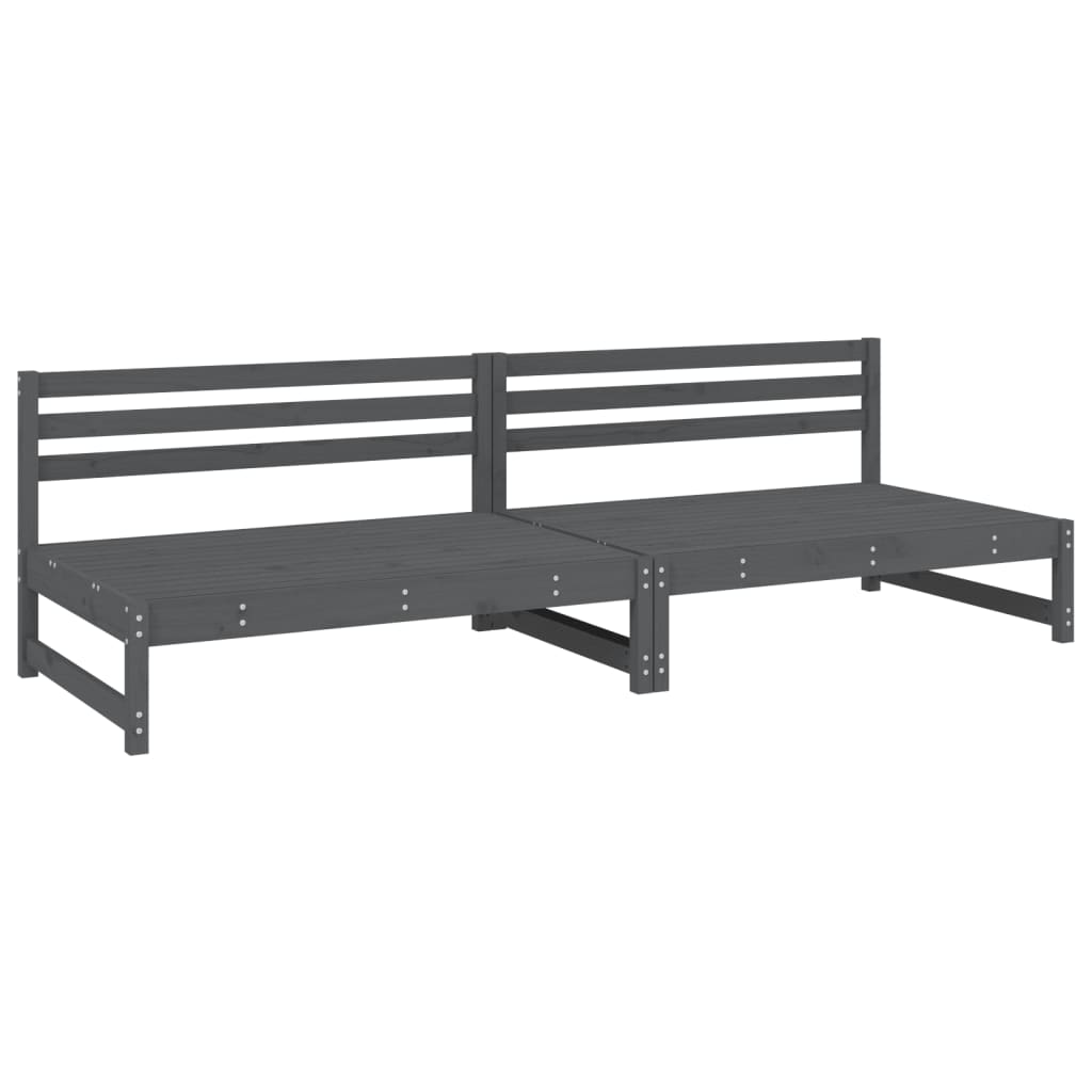 midtermoduler til havesofa 2 stk. 120x80 cm massivt fyr grå