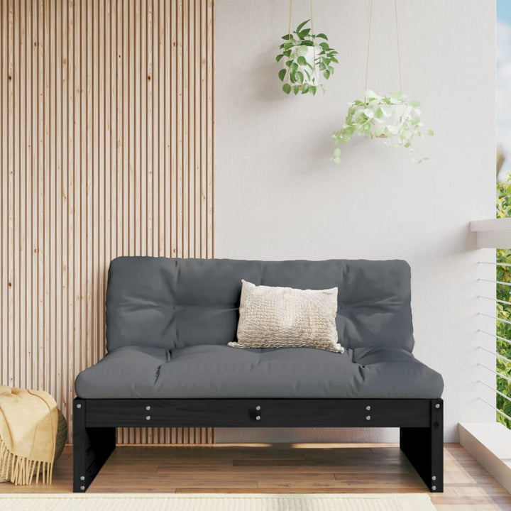 midtermodul til havesofa 120x80 cm massivt fyrretræ sort