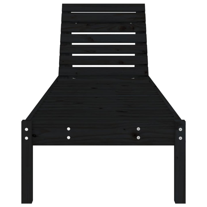 liggestole 2 stk. 199,5x60x74 cm massivt fyrretræ sort
