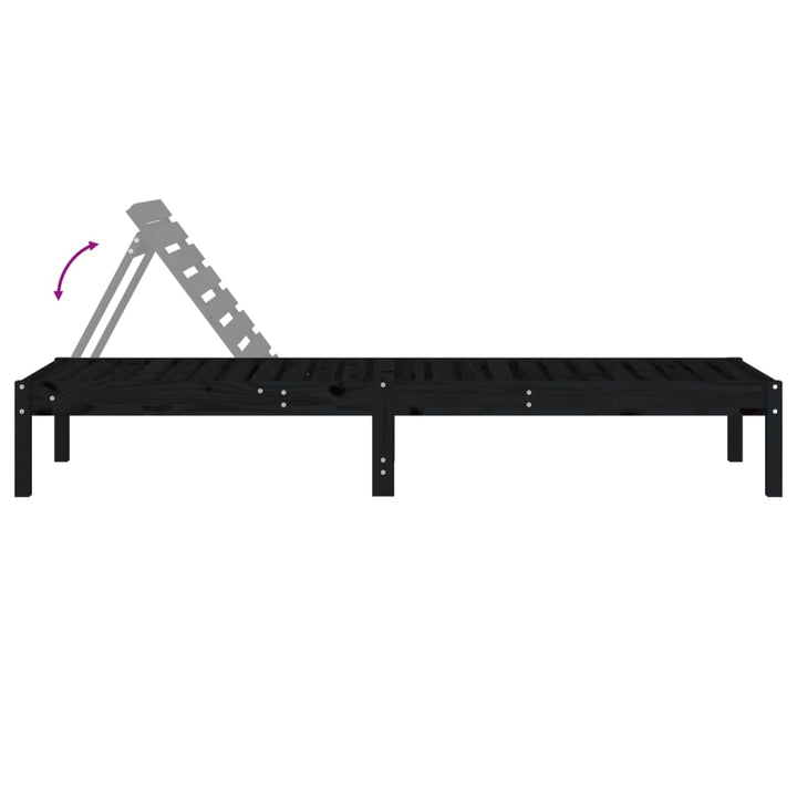 liggestole 2 stk. 199,5x60x74 cm massivt fyrretræ sort
