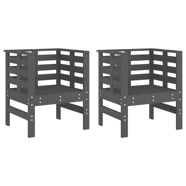 havestole 2 stk. 61,5x53x71 cm massivt fyrretræ grå