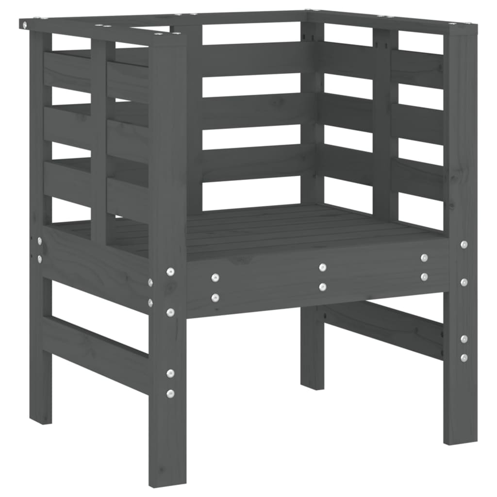 havestole 2 stk. 61,5x53x71 cm massivt fyrretræ grå