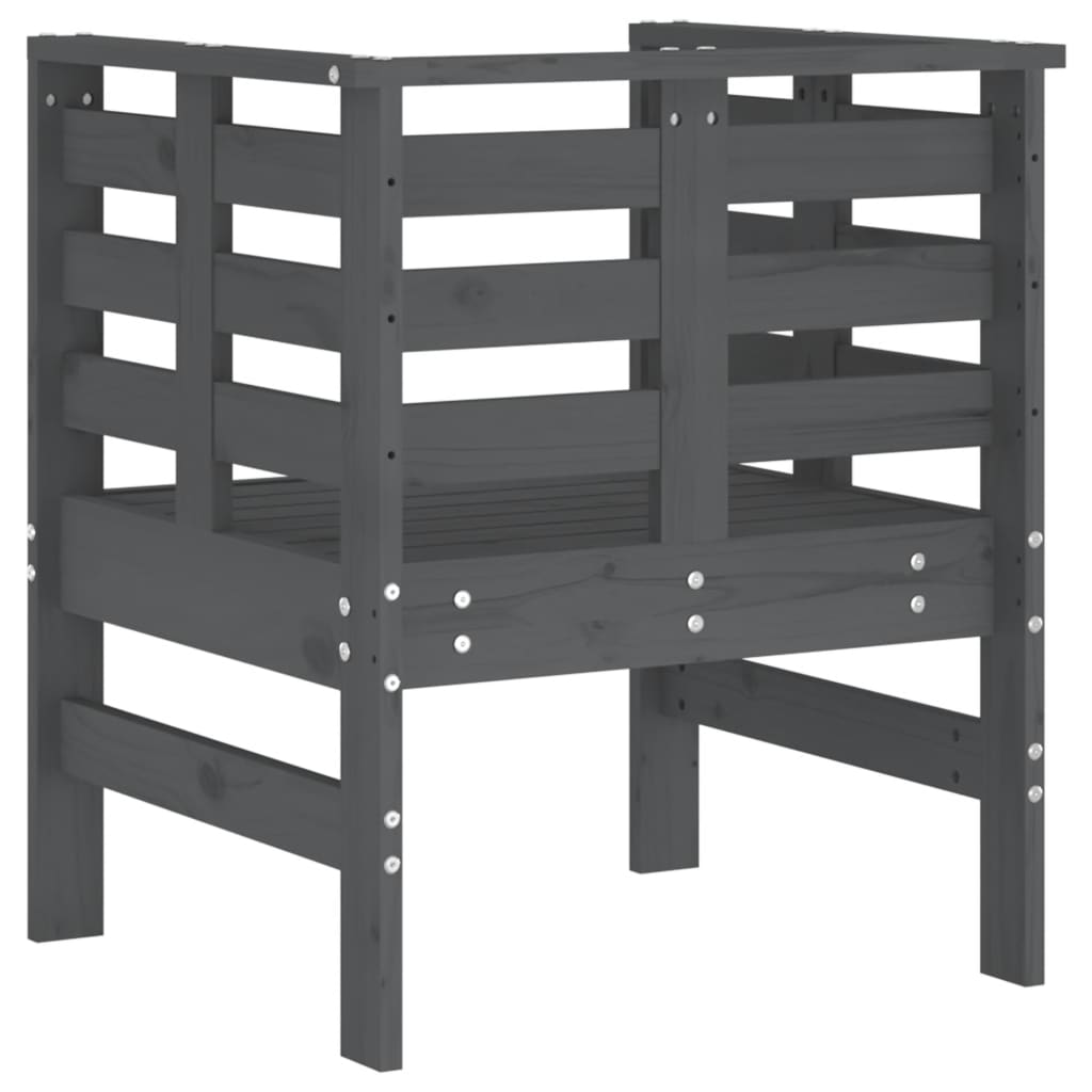 havestole 2 stk. 61,5x53x71 cm massivt fyrretræ grå