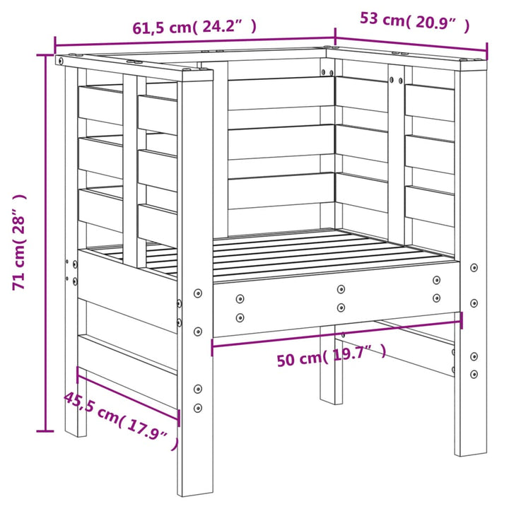 havestole 2 stk. 61,5x53x71 cm massivt fyrretræ grå