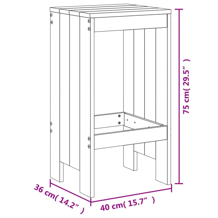 barstole 2 stk. 40x36x75 cm massivt fyrretræ grå
