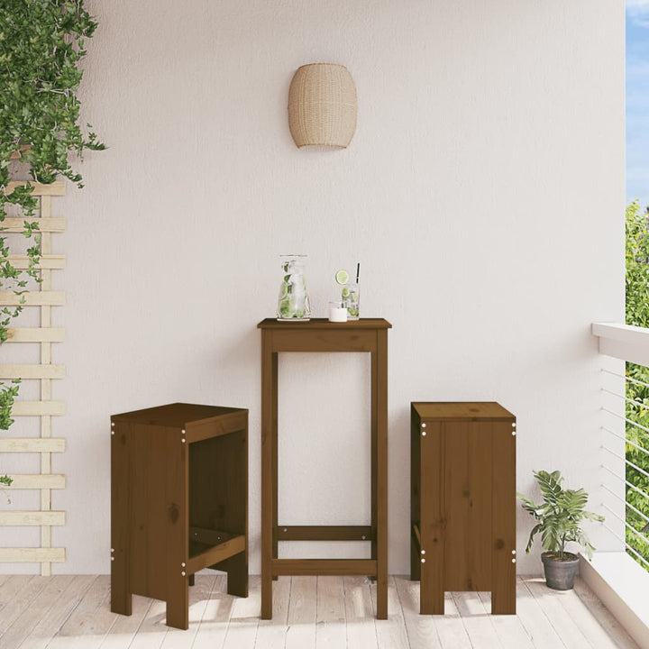 barstole 2 stk. 40x36x75 cm massivt fyrretræ gyldenbrun