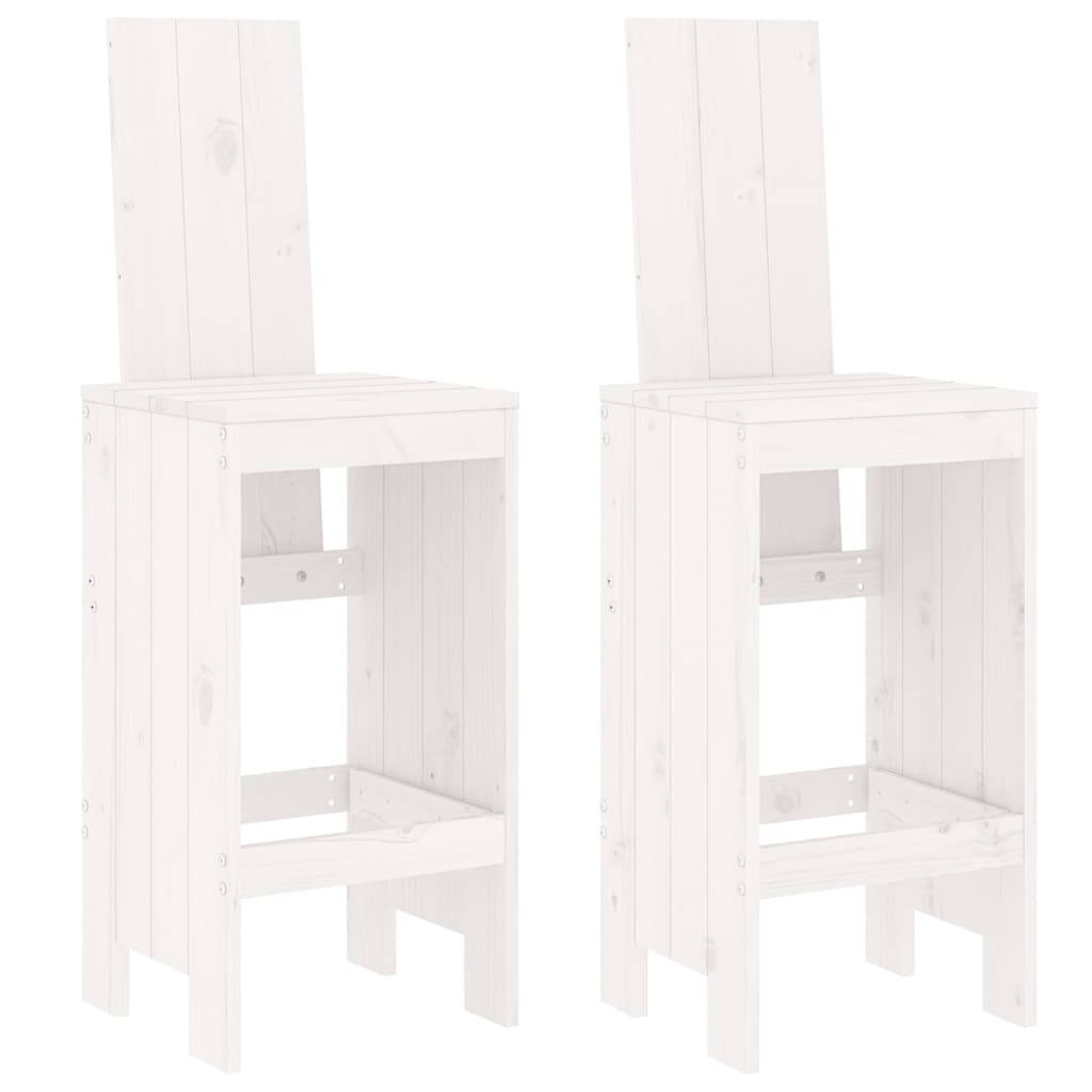 barstole 2 stk. 40x42x120 cm massivt fyrretræ hvid