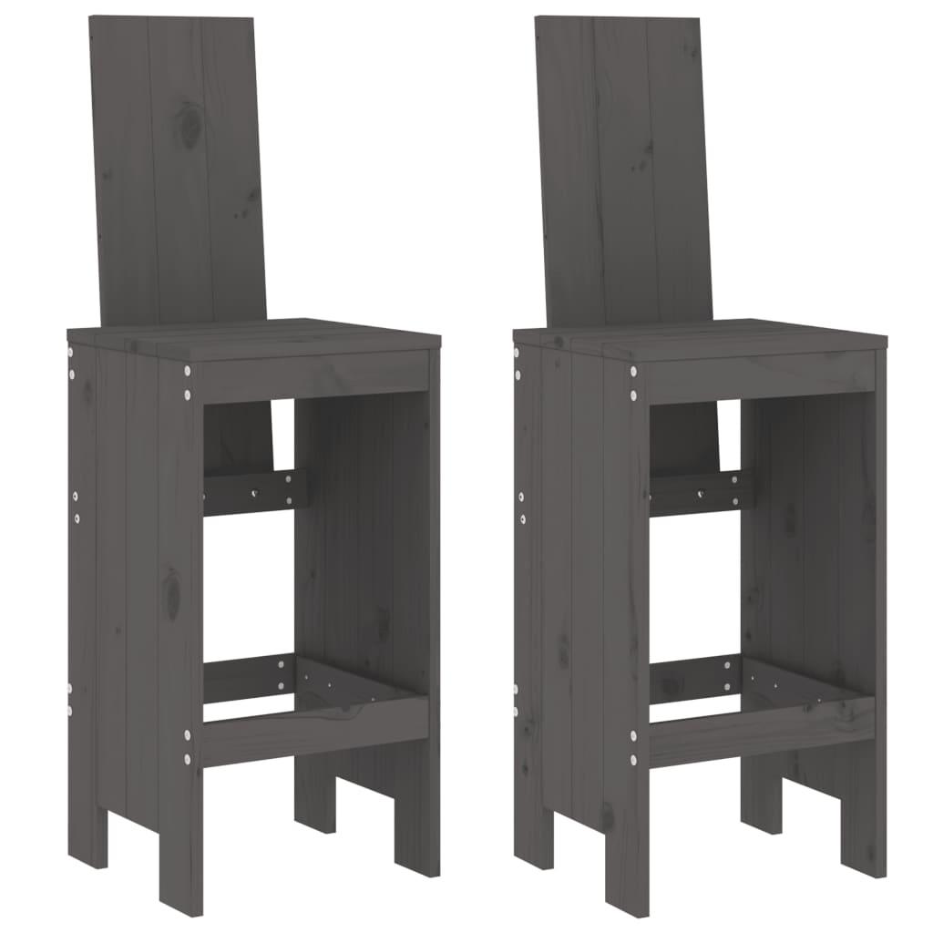 barstole 2 stk. 40x42x120 cm massivt fyrretræ grå