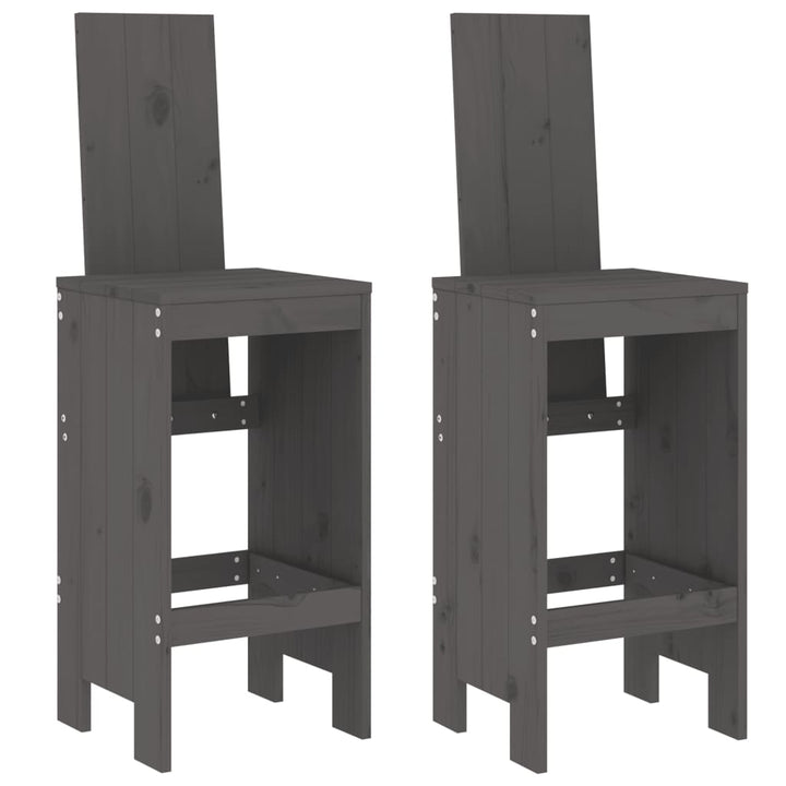 barstole 2 stk. 40x42x120 cm massivt fyrretræ grå