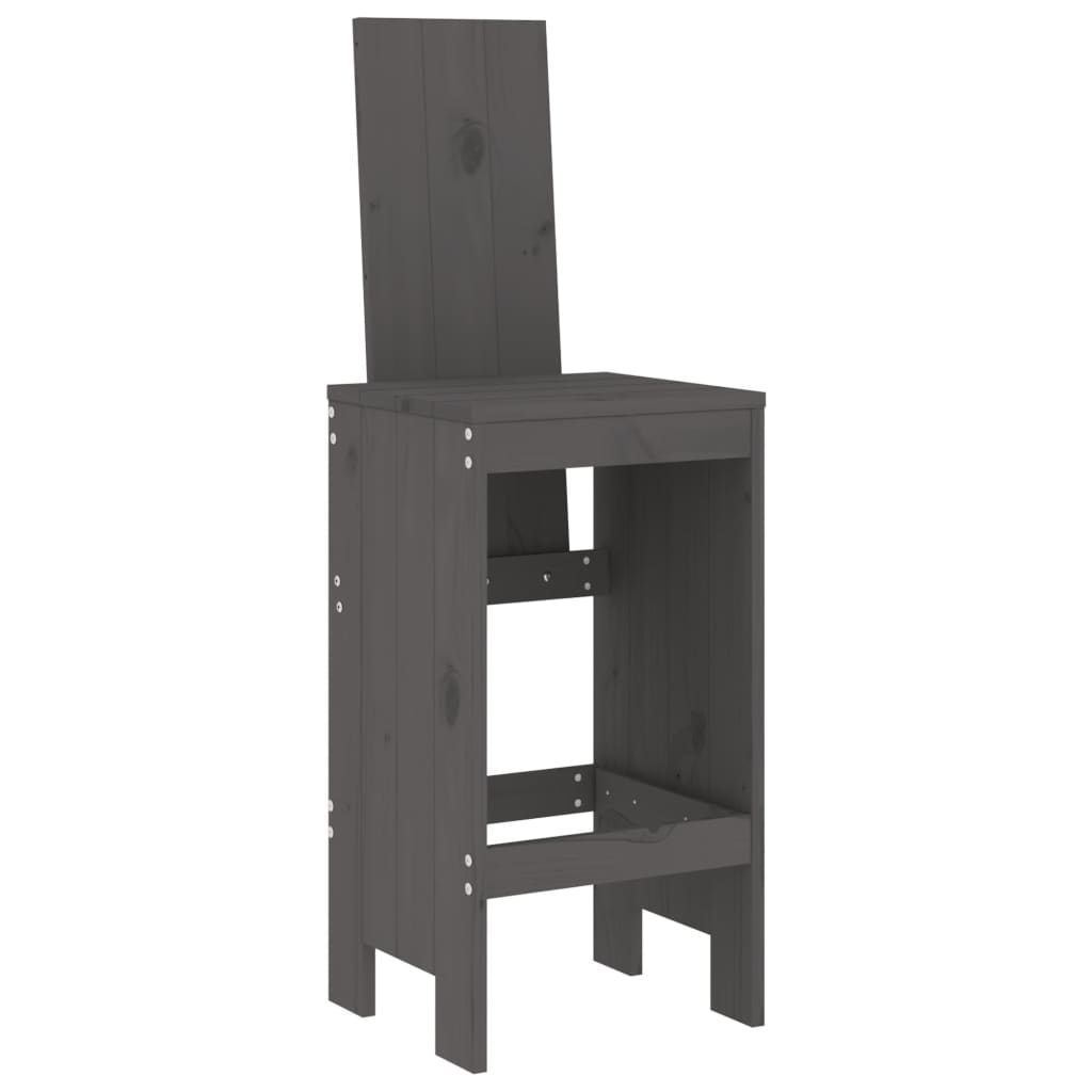 barstole 2 stk. 40x42x120 cm massivt fyrretræ grå