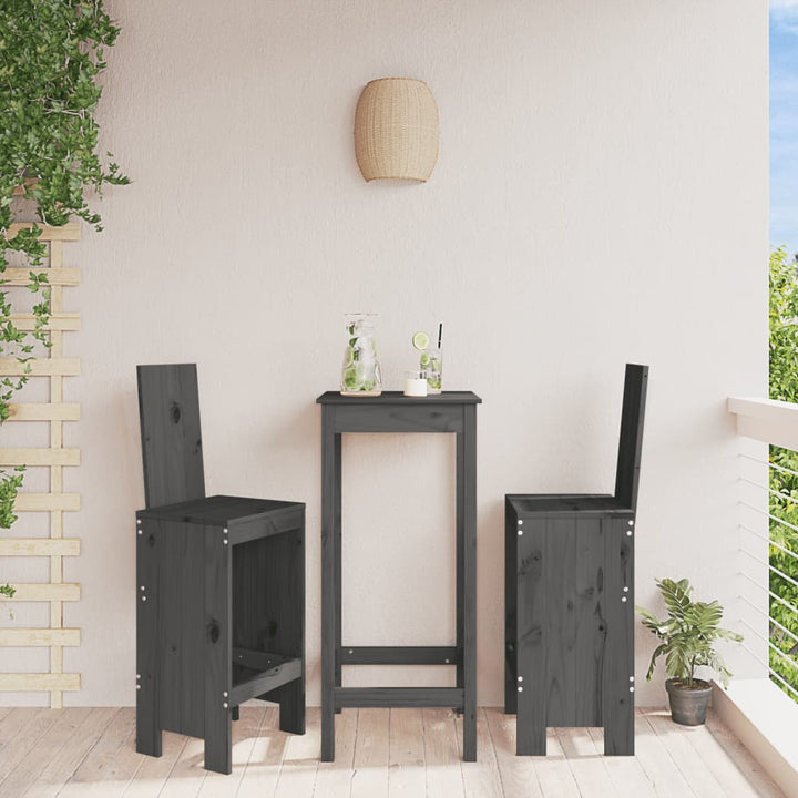 barstole 2 stk. 40x42x120 cm massivt fyrretræ grå