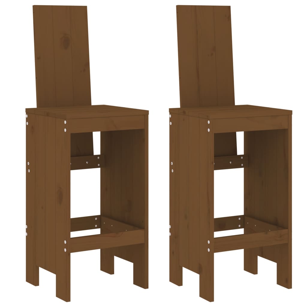 barstole 2 stk. 40x42x120 cm massivt fyrretræ gyldenbrun