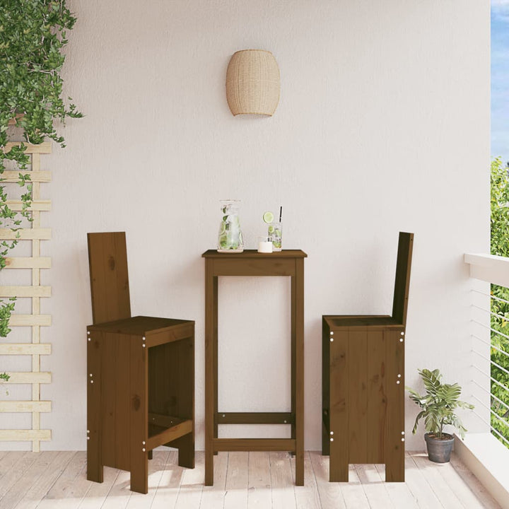 barstole 2 stk. 40x42x120 cm massivt fyrretræ gyldenbrun