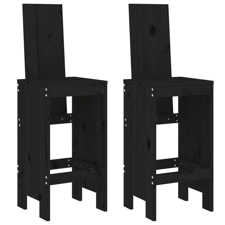 barstole 2 stk. 40x42x120 cm massivt fyrretræ sort