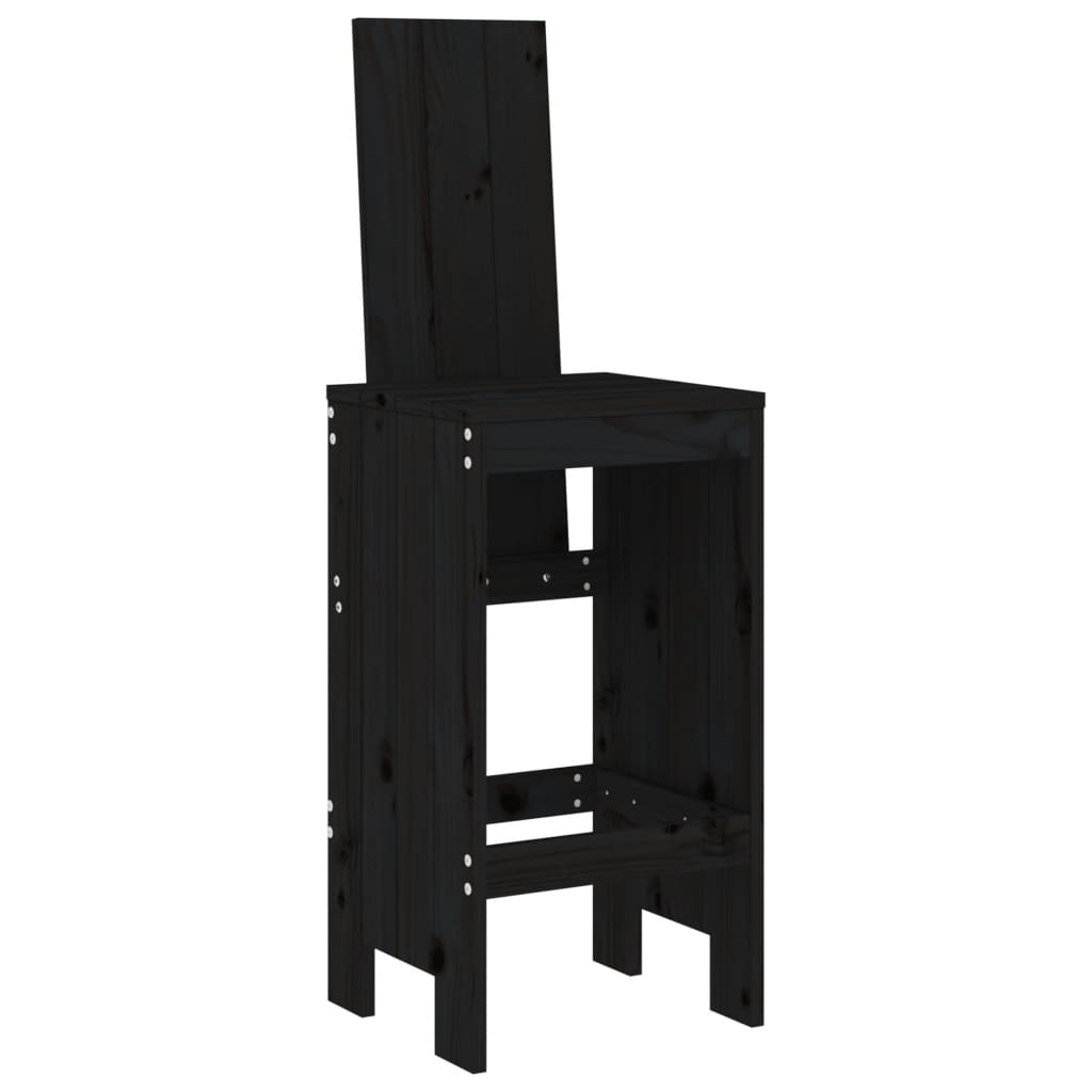 barstole 2 stk. 40x42x120 cm massivt fyrretræ sort