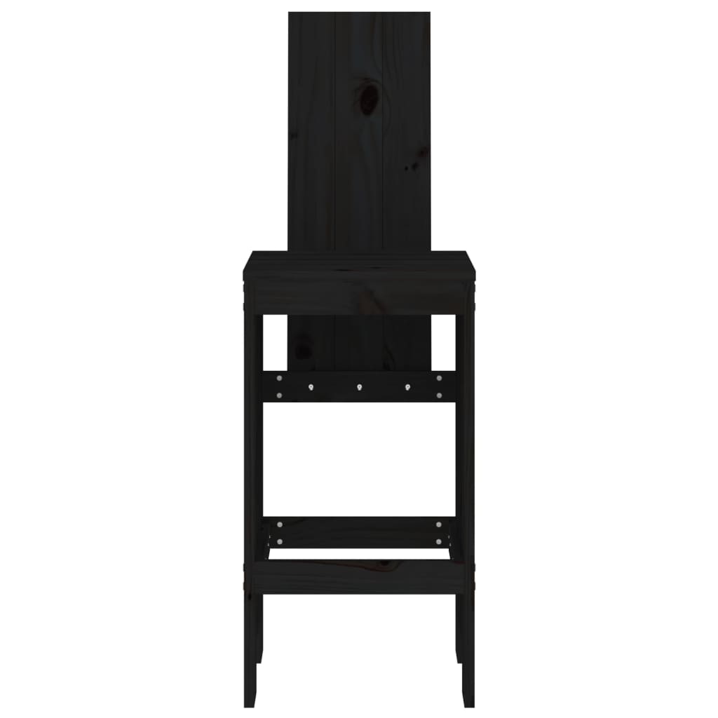 barstole 2 stk. 40x42x120 cm massivt fyrretræ sort