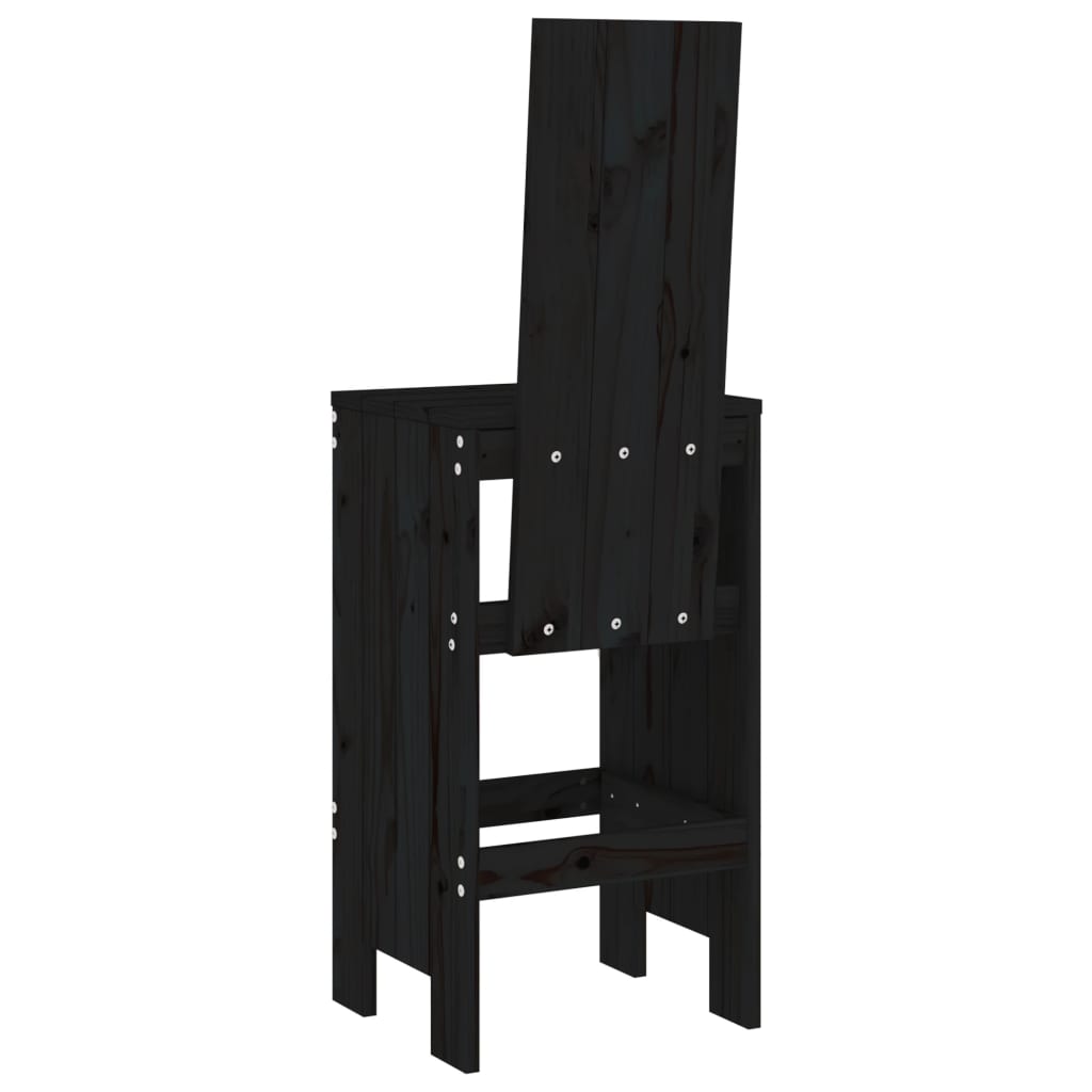 barstole 2 stk. 40x42x120 cm massivt fyrretræ sort