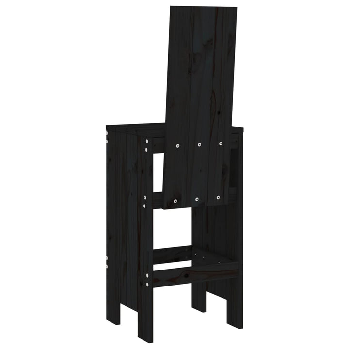 barstole 2 stk. 40x42x120 cm massivt fyrretræ sort