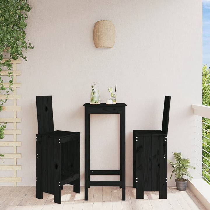 barstole 2 stk. 40x42x120 cm massivt fyrretræ sort