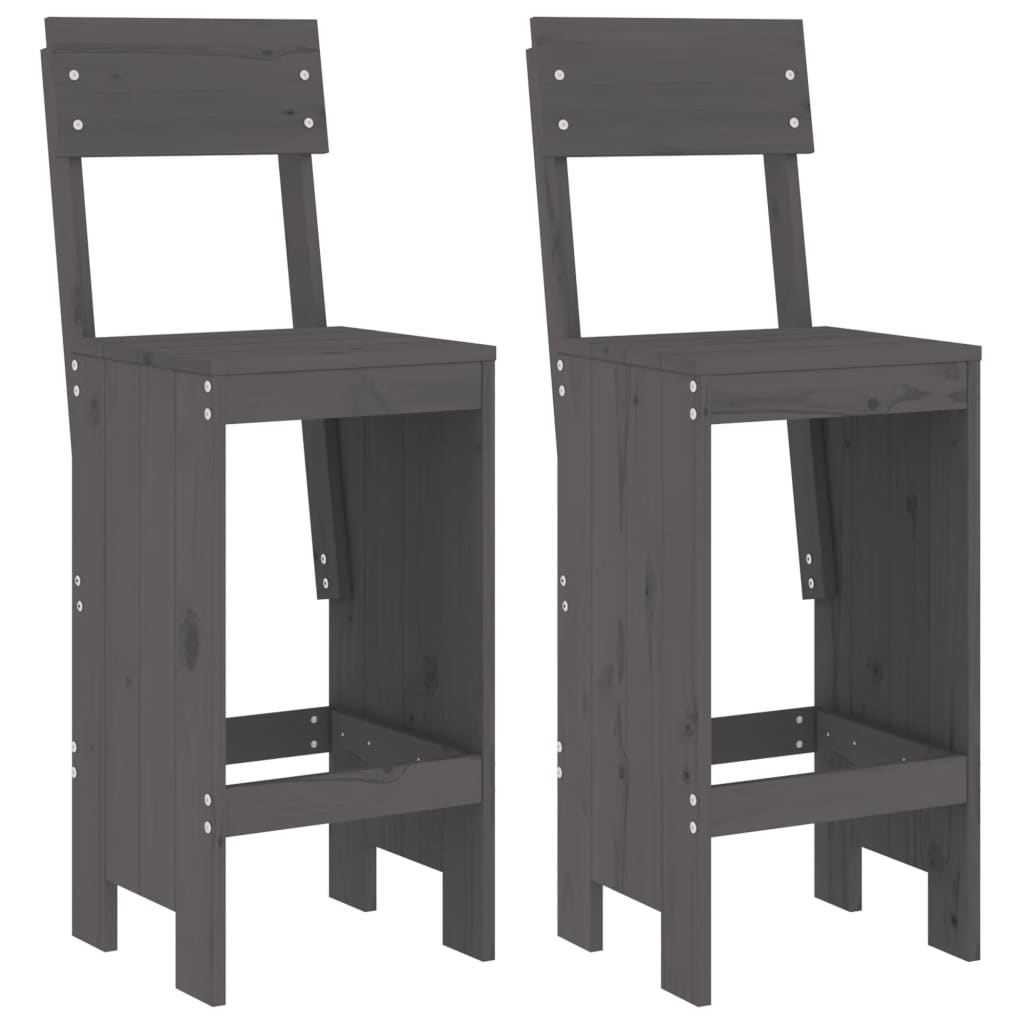 barstole 2 stk. 40x48,5x115,5 cm massivt fyrretræ grå