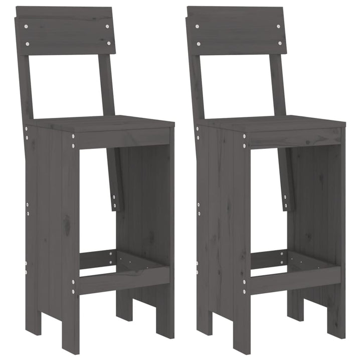 barstole 2 stk. 40x48,5x115,5 cm massivt fyrretræ grå