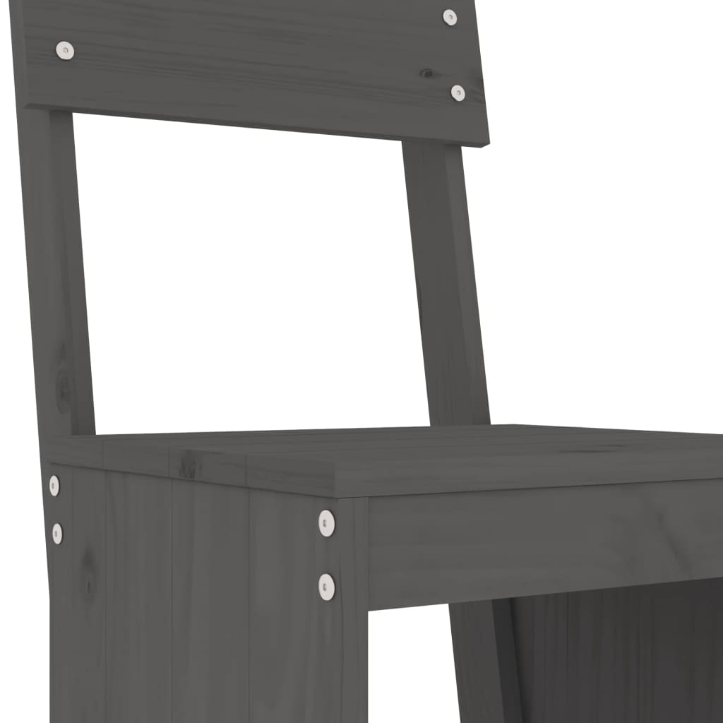 barstole 2 stk. 40x48,5x115,5 cm massivt fyrretræ grå