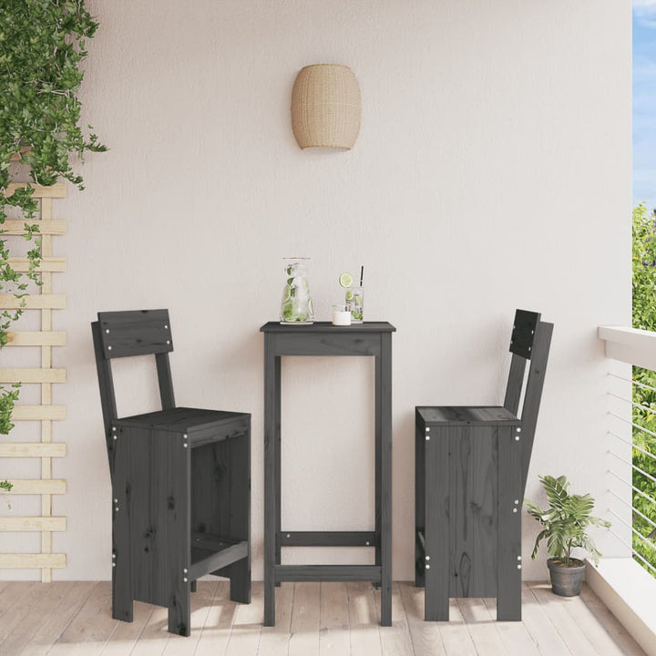 barstole 2 stk. 40x48,5x115,5 cm massivt fyrretræ grå