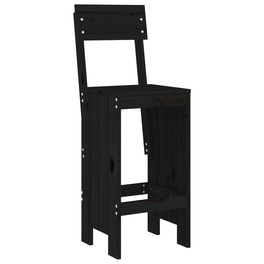 barstole 2 stk. 40x48,5x115,5 cm massivt fyrretræ sort
