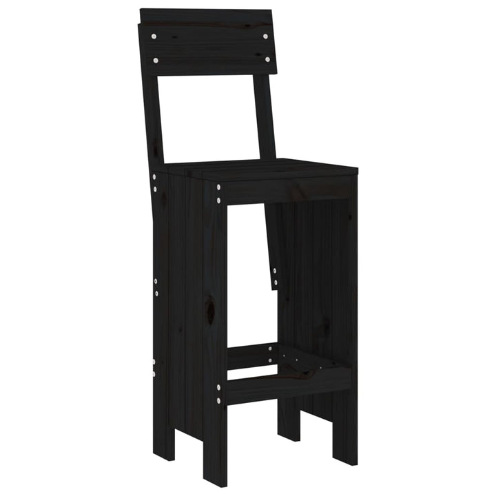 barstole 2 stk. 40x48,5x115,5 cm massivt fyrretræ sort