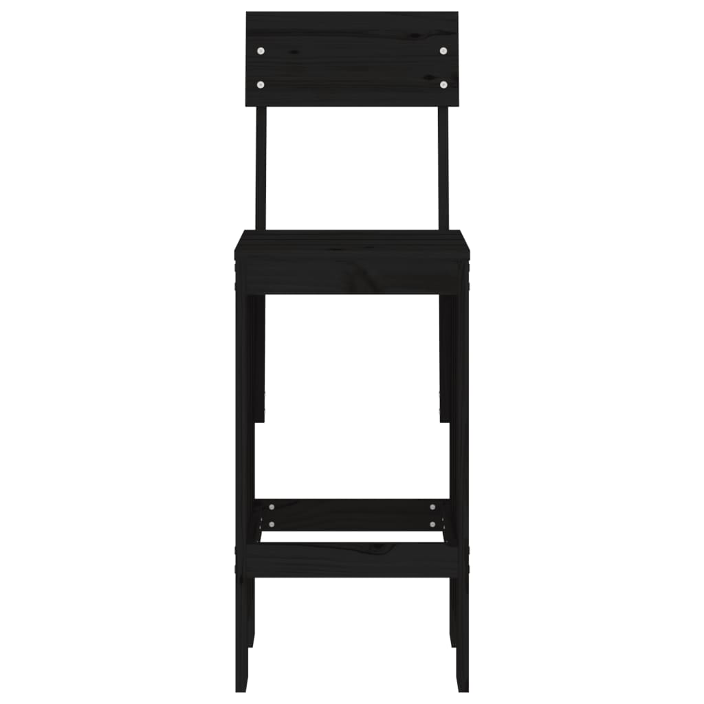 barstole 2 stk. 40x48,5x115,5 cm massivt fyrretræ sort