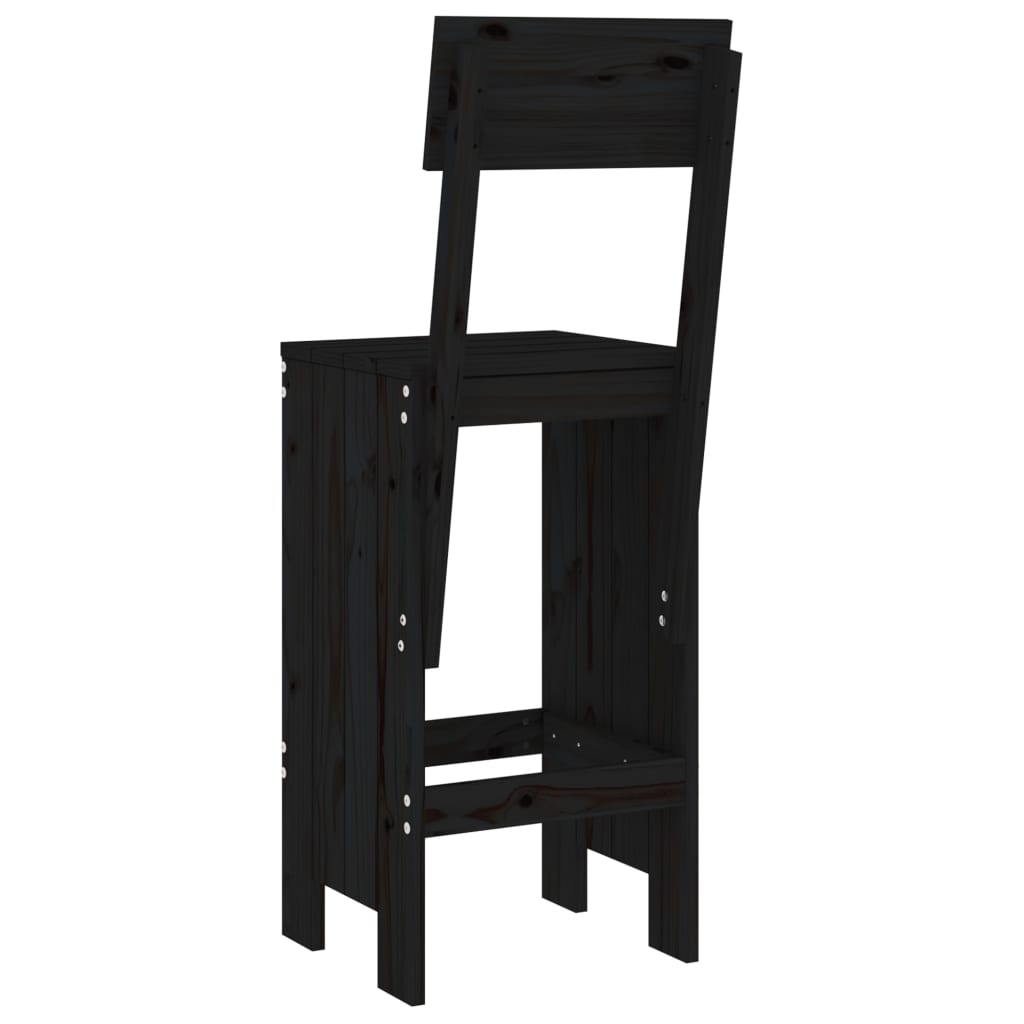 barstole 2 stk. 40x48,5x115,5 cm massivt fyrretræ sort