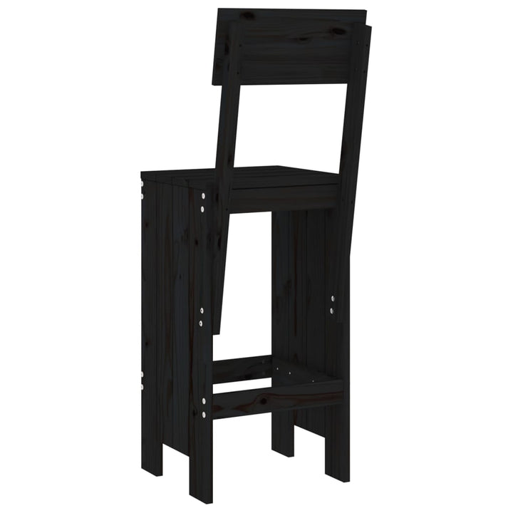 barstole 2 stk. 40x48,5x115,5 cm massivt fyrretræ sort