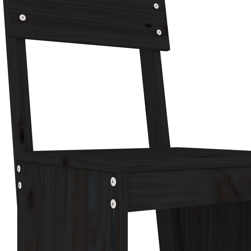 barstole 2 stk. 40x48,5x115,5 cm massivt fyrretræ sort