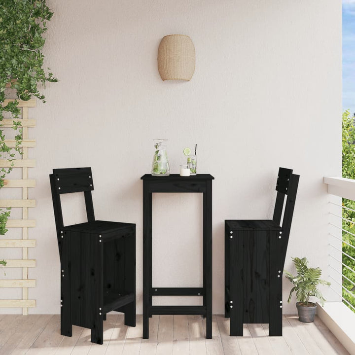 barstole 2 stk. 40x48,5x115,5 cm massivt fyrretræ sort