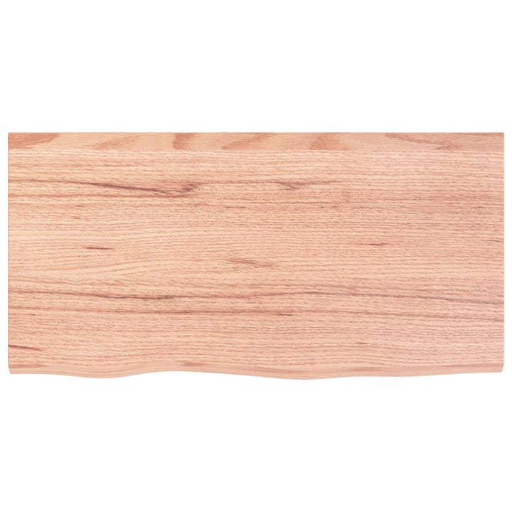 væghylde 80x40x(2-6) cm behandlet massivt egetræ lysebrun
