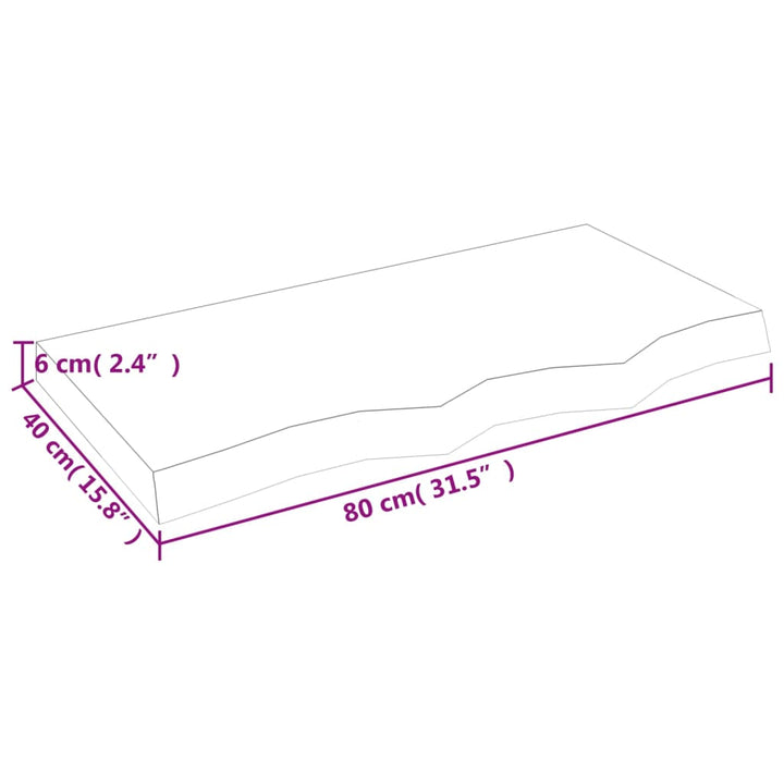 væghylde 80x40x(2-6) cm behandlet massivt egetræ lysebrun