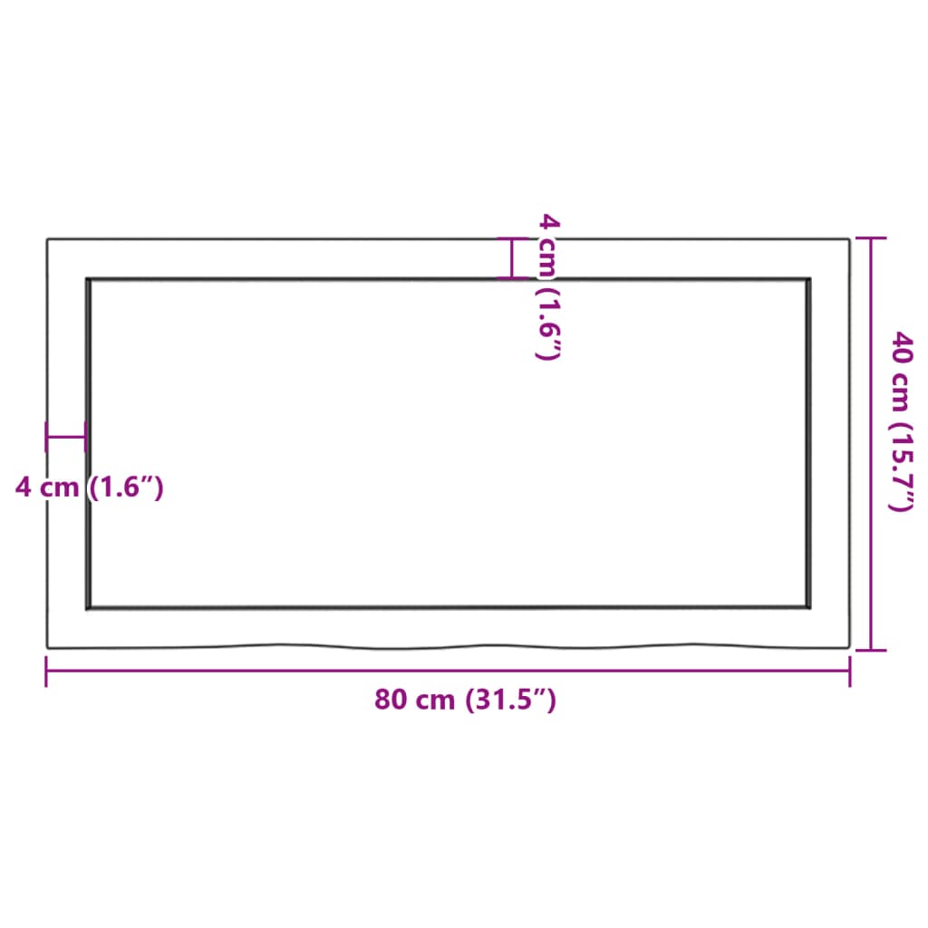 væghylde 80x40x(2-6) cm behandlet massivt egetræ lysebrun