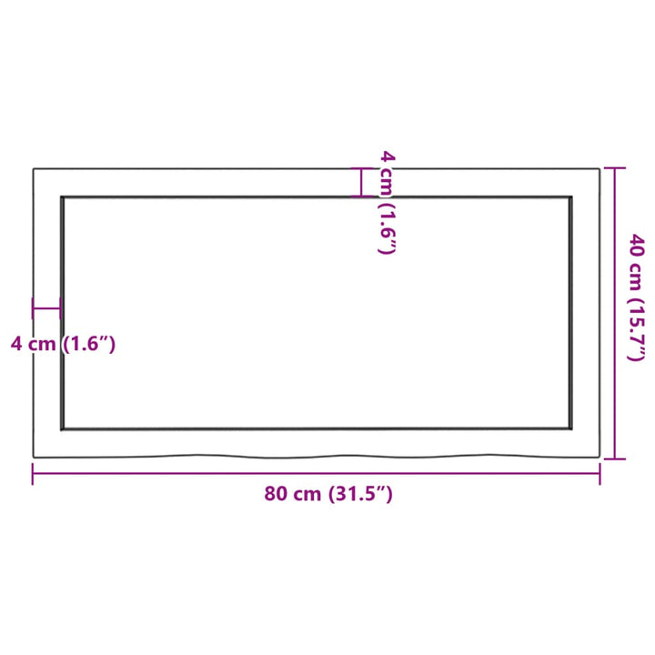 væghylde 80x40x(2-6) cm behandlet massivt egetræ lysebrun
