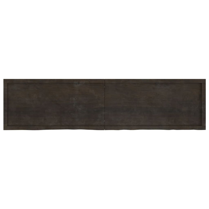 væghylde 200x50x(2-6) cm behandlet massivt egetræ mørkebrun